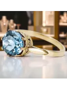 Or jaune 14 carats Aigue-marine Anneau Bijoux vintage vrc366y